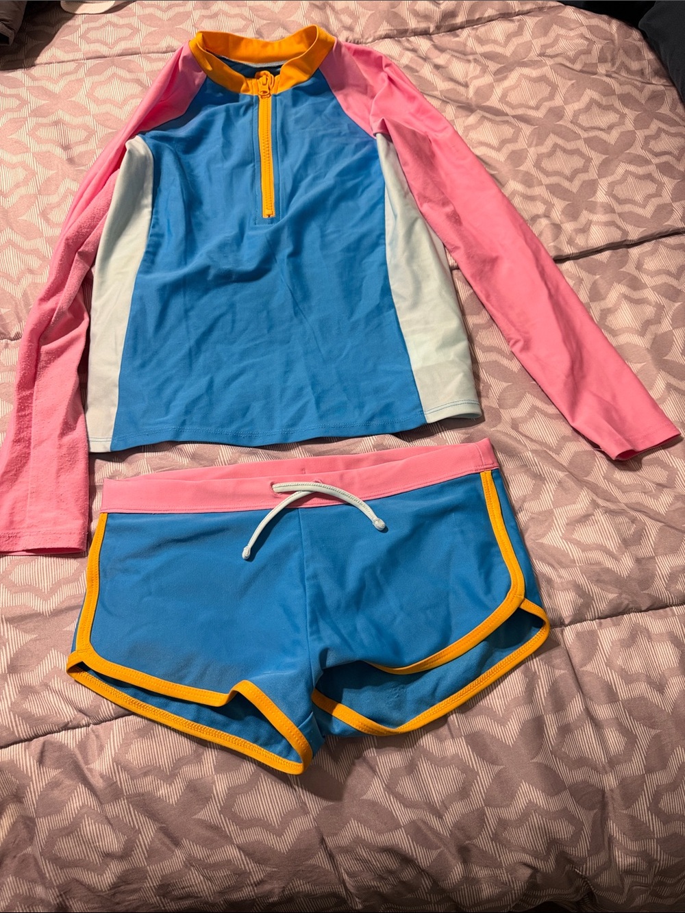 DSG Blue, Pink & Yellow Girls' Long Sleeve Rashguard Set